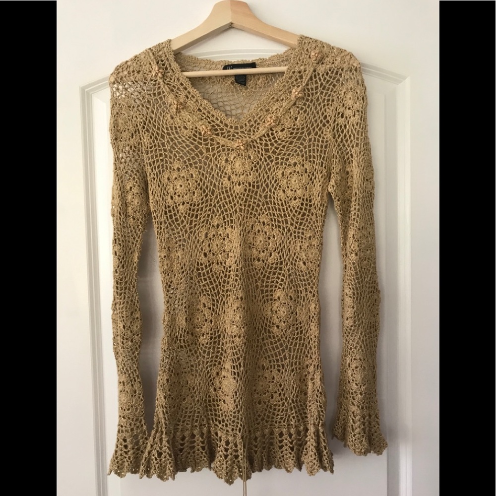 INC Brand Crochet Beige Sweater